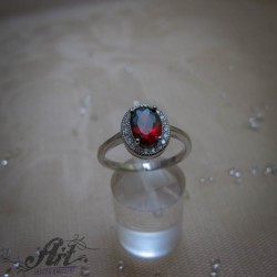 Сребърен дамски пръстен с рубин R-1043